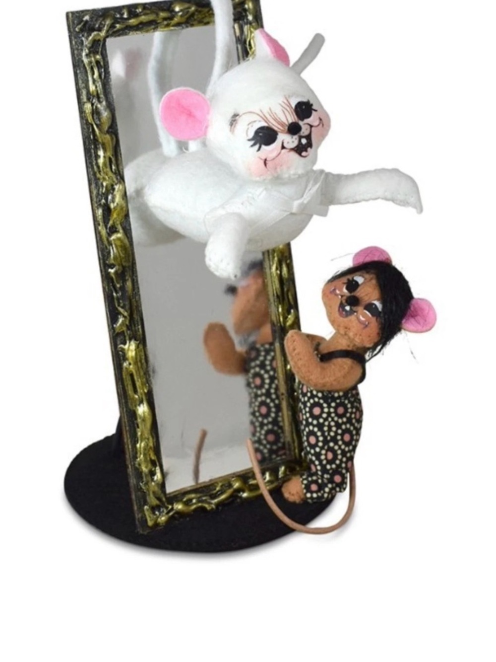 Annalee Haunted Mirror Mouse. Vintage-Style Mouse Plush Duo with Mirror